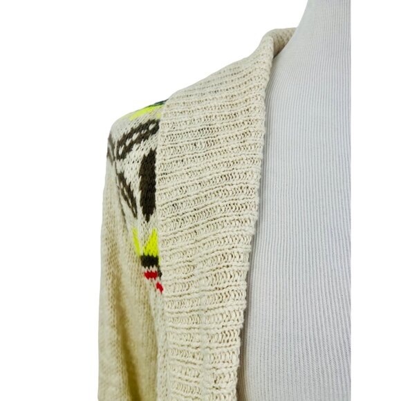 Vintage Y2K Princess Vera Wang Fringe Boho Multicolor Knit Cardigan Cottagecore - Picture 6 of 15
